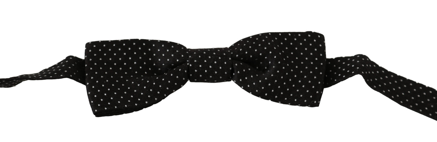 Pajarita para hombre Dolce & Gabbana de seda negra con lunares y cuello ajustable