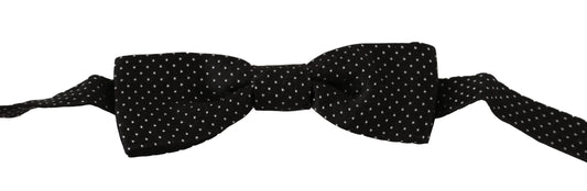 Pajarita para hombre Dolce & Gabbana de seda negra con lunares y cuello ajustable