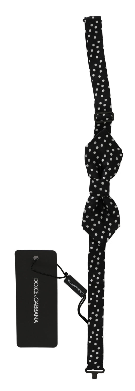 Pajarita para hombre Dolce & Gabbana de seda negra con lunares y cuello ajustable