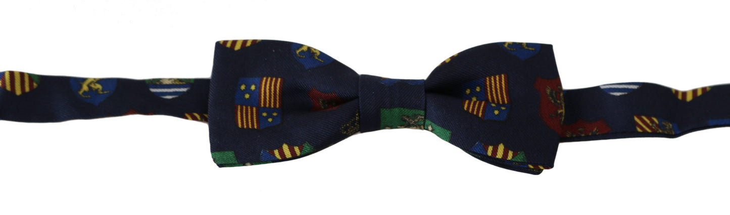 Pajarita de hombre Dolce & Gabbana Blue Flags 100% seda ajustable
