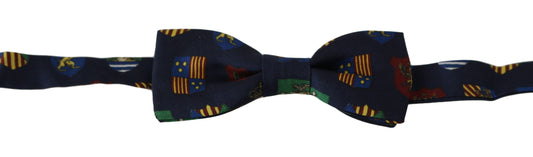 Pajarita de hombre Dolce & Gabbana Blue Flags 100% seda ajustable