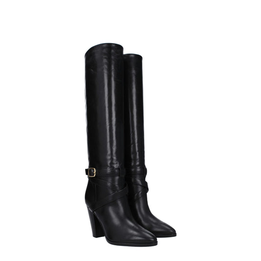 Botas Celine de piel negra con tacón alto