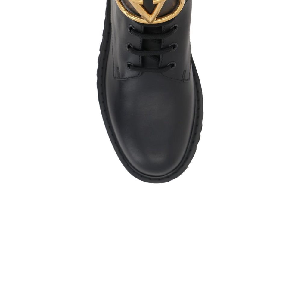 Valentino Garavani Black Leather Lace-Up Boots