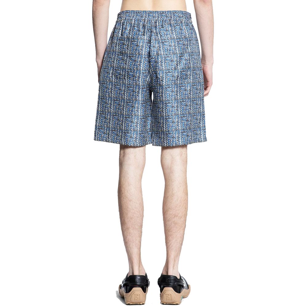 Pantalones Fendi De Seda Azul De Largo Hasta La Rodilla