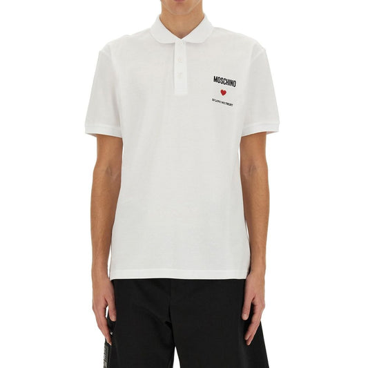 Polo de algodón blanco Moschino Couture