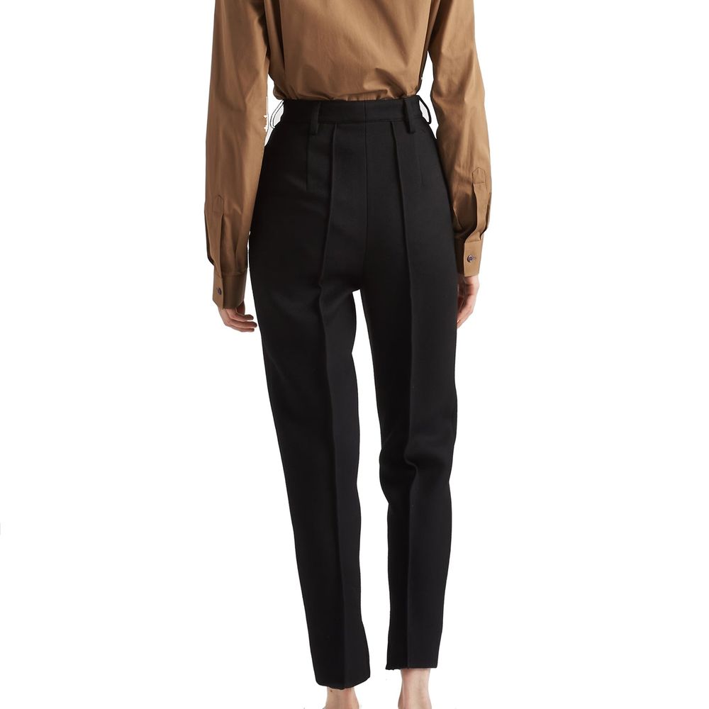 Pantalones casuales Prada de lana virgen negra