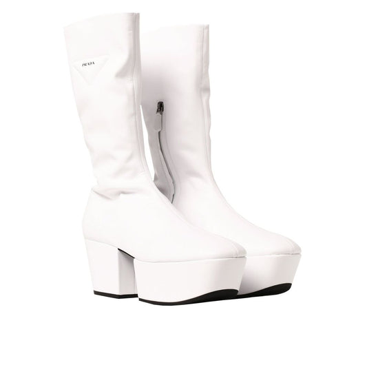Botas Prada de Polietileno Blanco con Cordones