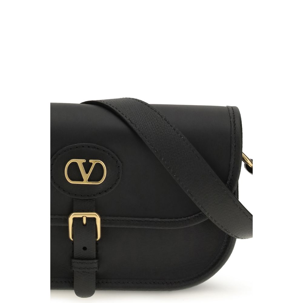 Valentino Garavani Black Calf Leather Shoulder Bag Bos Taurus