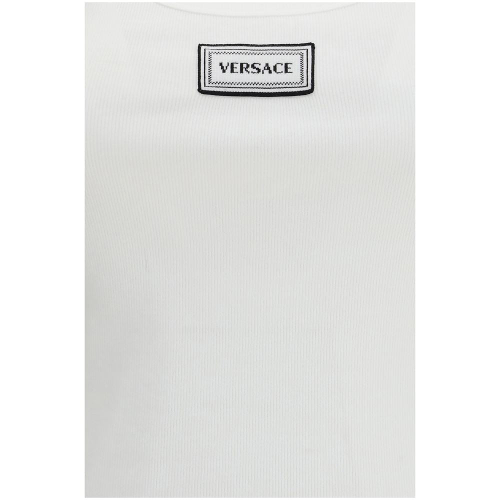 Versace White Cotton Slim-Fit Tank Top