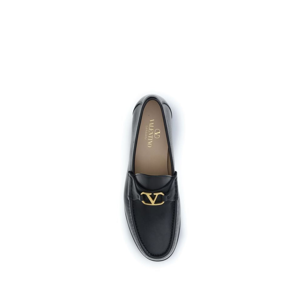 Valentino Garavani Black Bos Taurus Calfskin Loafers