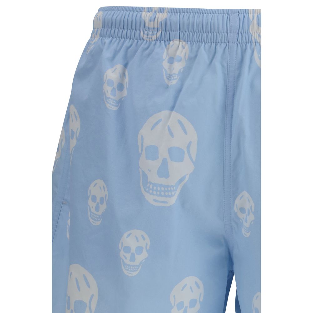 Alexander McQueen Shorts Azules de Poliamida