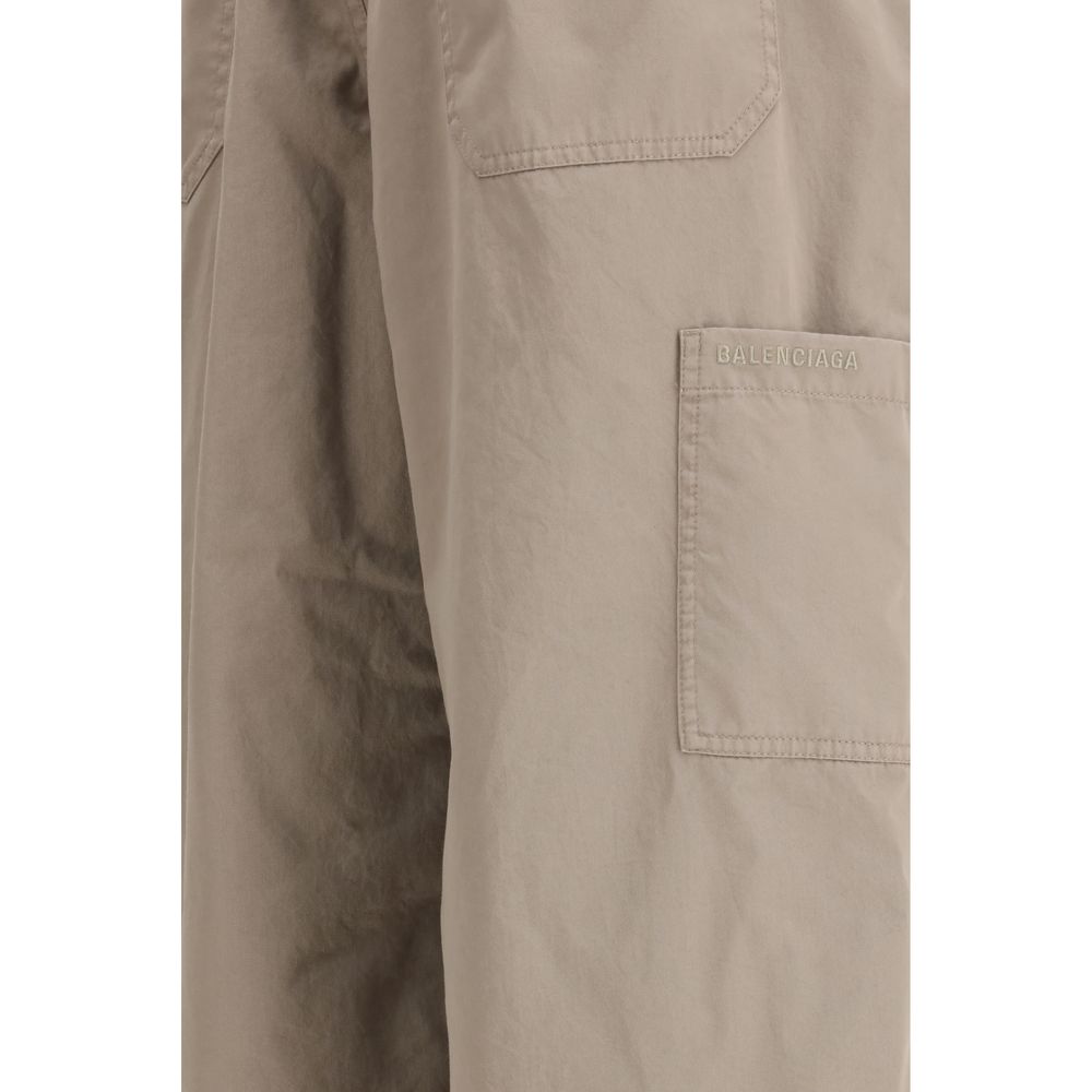 Pantalones casuales de algodón beige Balenciaga