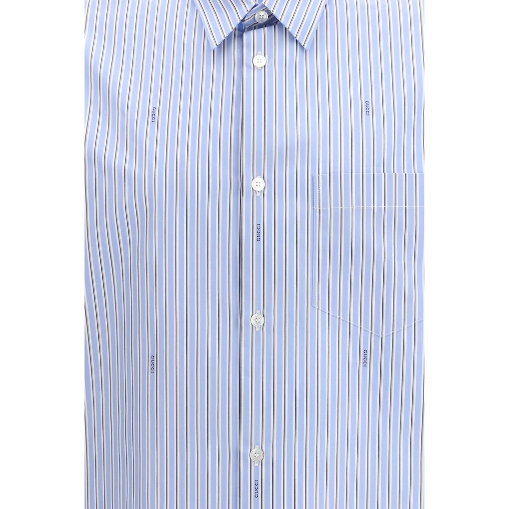 Camisa Gucci de Algodón con Estampado Azul Vibrante