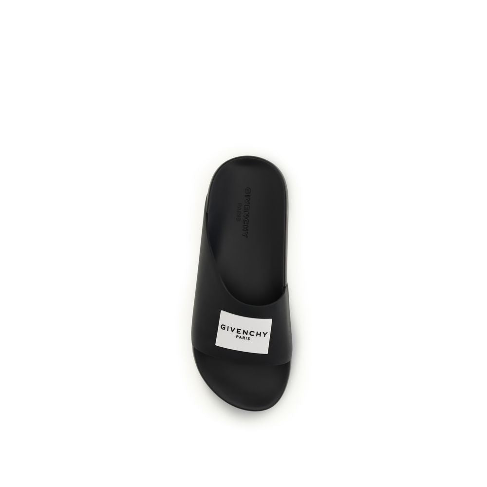 Sandalias Givenchy De Caucho Negro Línea Asimétrica