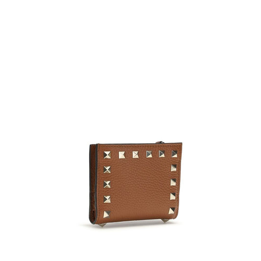 Portefeuille Valentino Garavani marron en cuir d'agneau Ovis Aries Aries