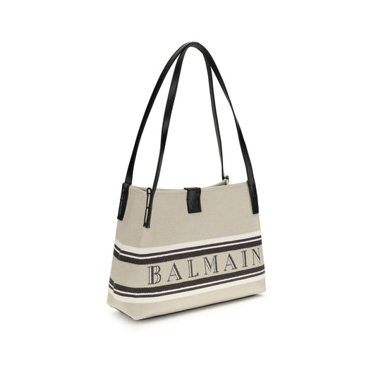 Bolso de hombro Balmain de algodón beige