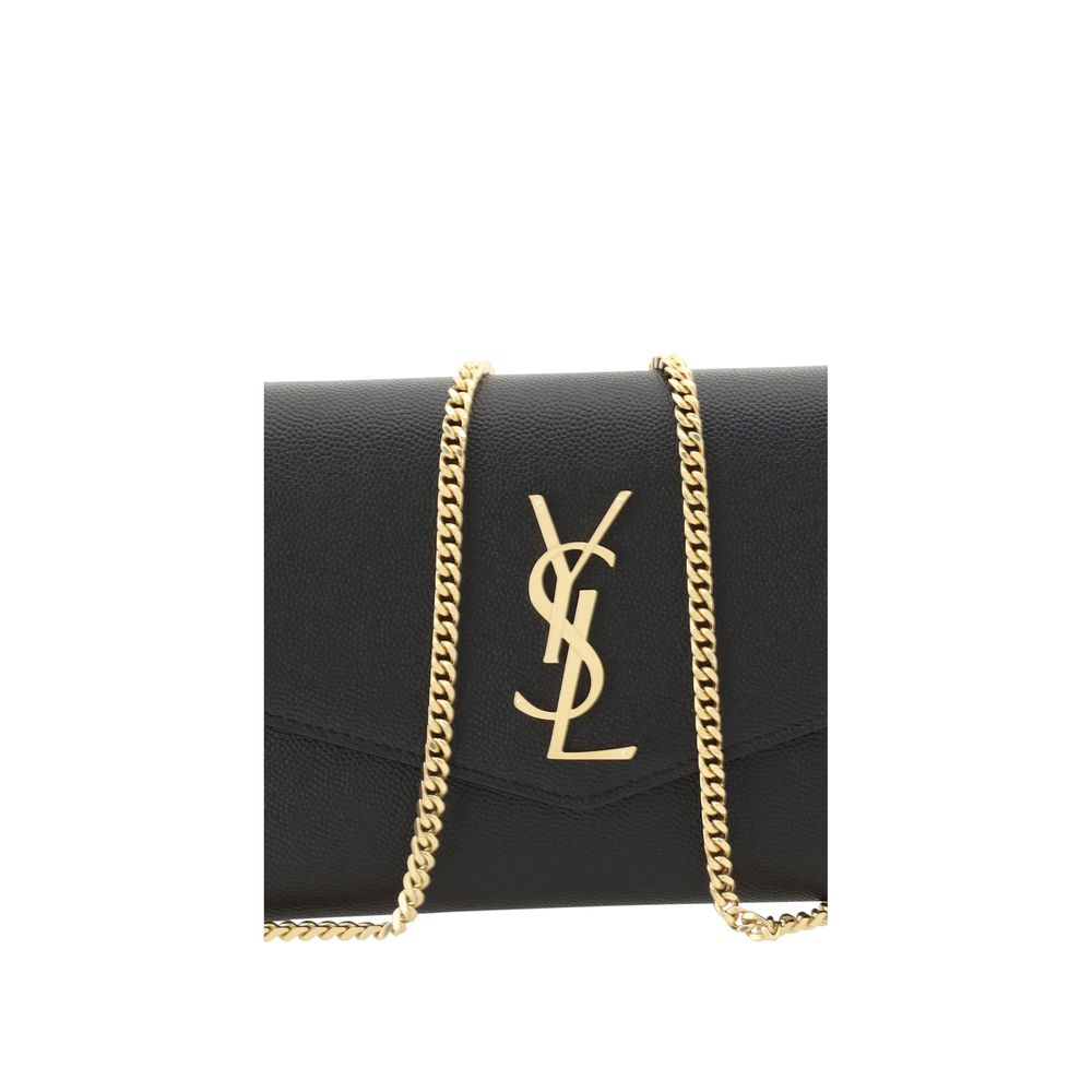 Cartera Negra De Piel De VacunoSaint Laurent Bos Taurus