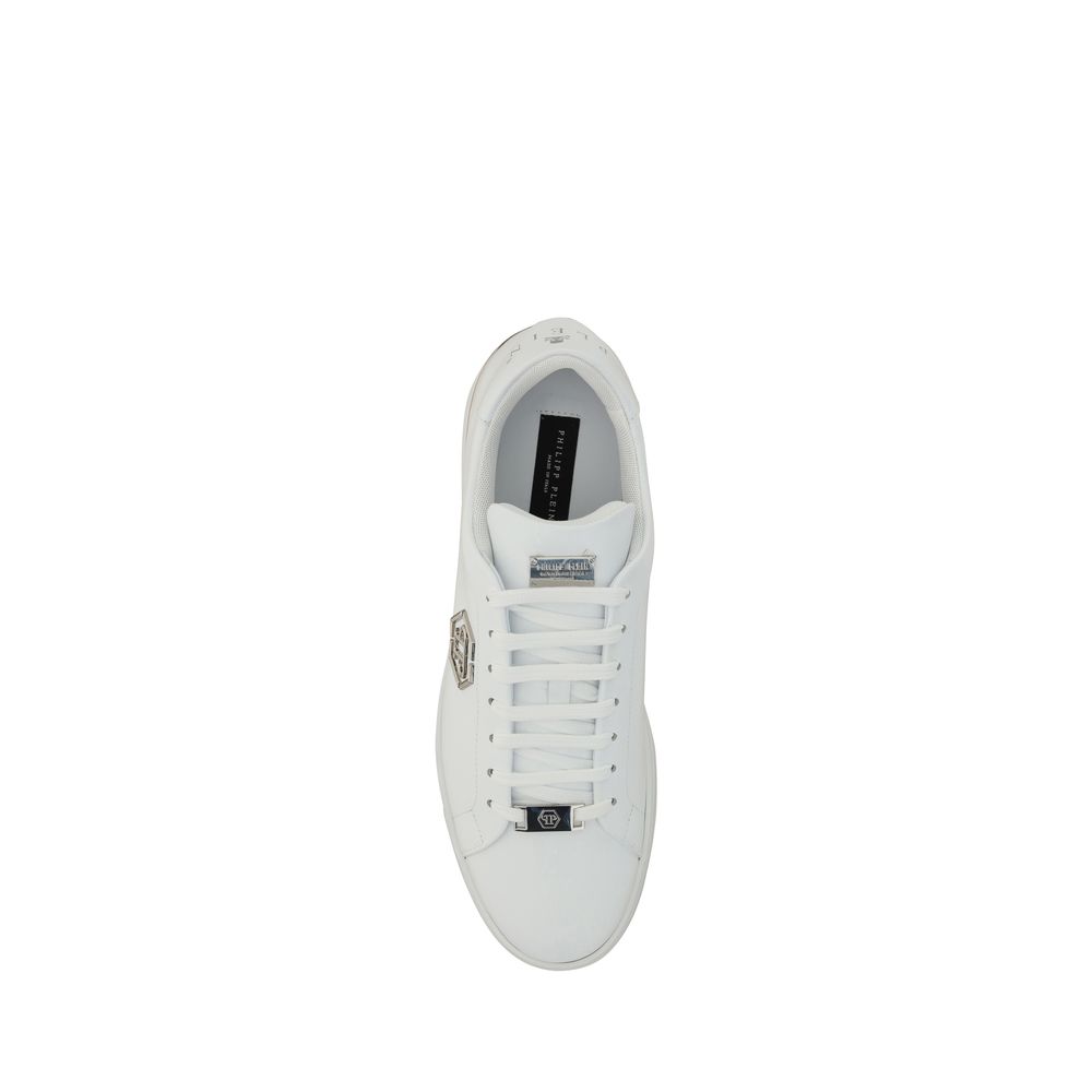 Zapatillas bajas Philipp Plein de piel de becerro blanca Bos Taurus