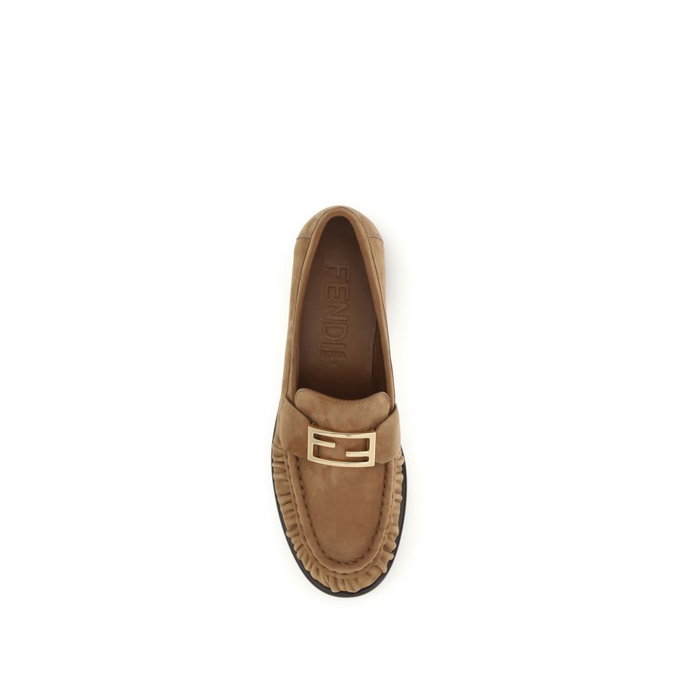 Mocassins Fendi en agneau Ovis Aries marron sans lacets