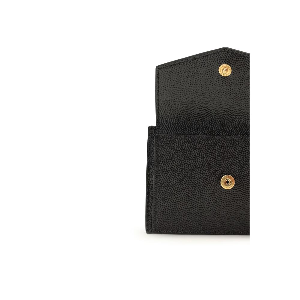 Portefeuille Saint Laurent en cuir noir Bos Taurus monogrammé YSL