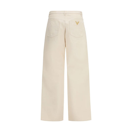 Pantalones casuales Valentino Garavani de algodón beige