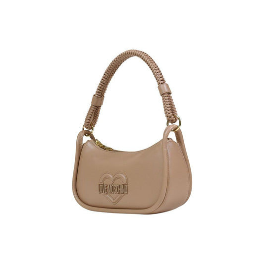 Bolso de mano de polietileno beige Love Moschino