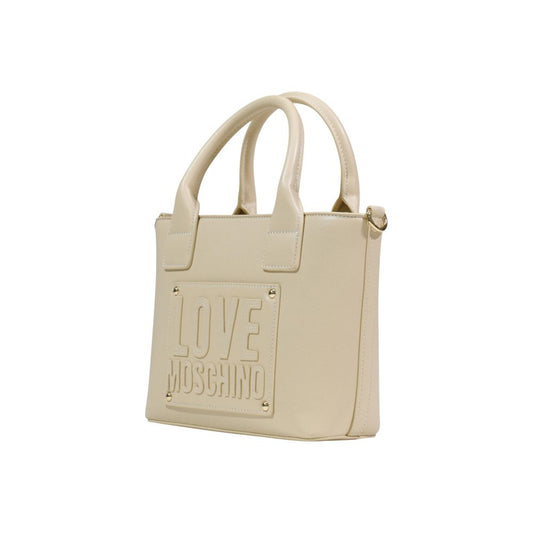 Bolso de mano Love Moschino crema de polietileno