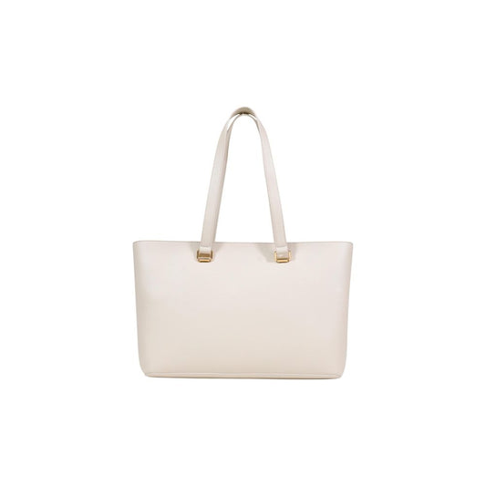 Bolso de mano de polietileno beige Love Moschino