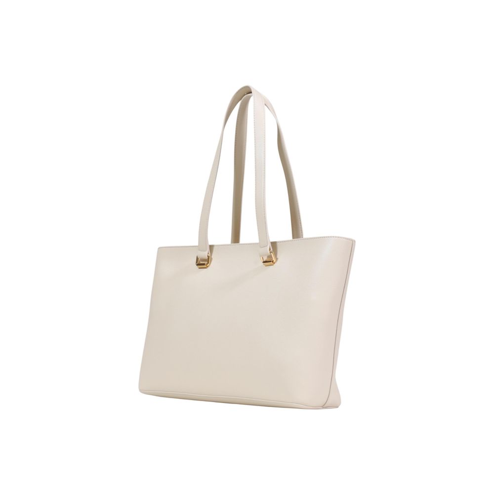 Bolso de mano de polietileno beige Love Moschino