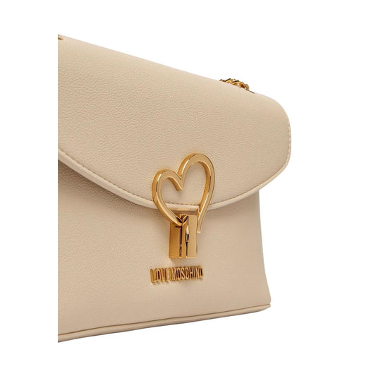 Bolso de mano de polietileno beige Love Moschino