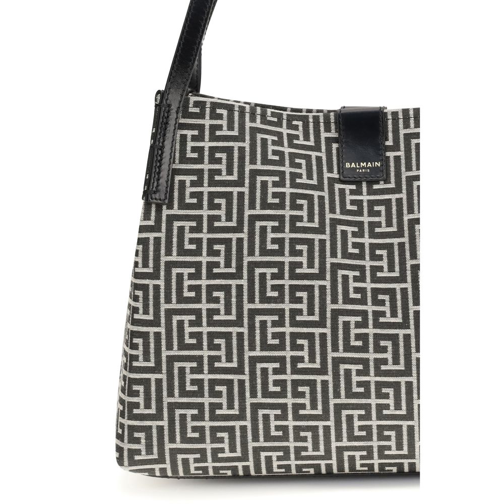 Bolso de Hombro Balmain de Algodón Negro
