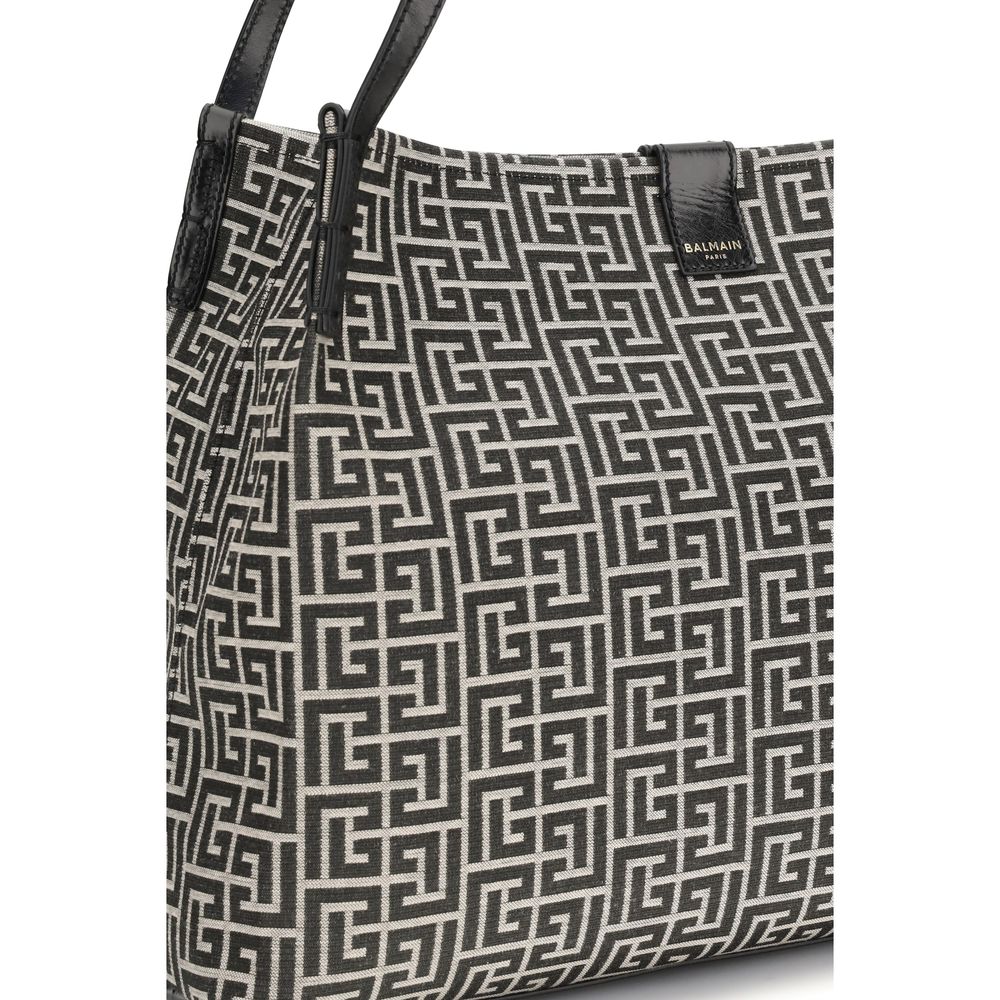 Bolso de Hombro Balmain de Algodón Negro