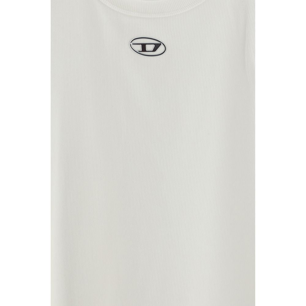 Camiseta sin mangas de algodón blanco Diesel