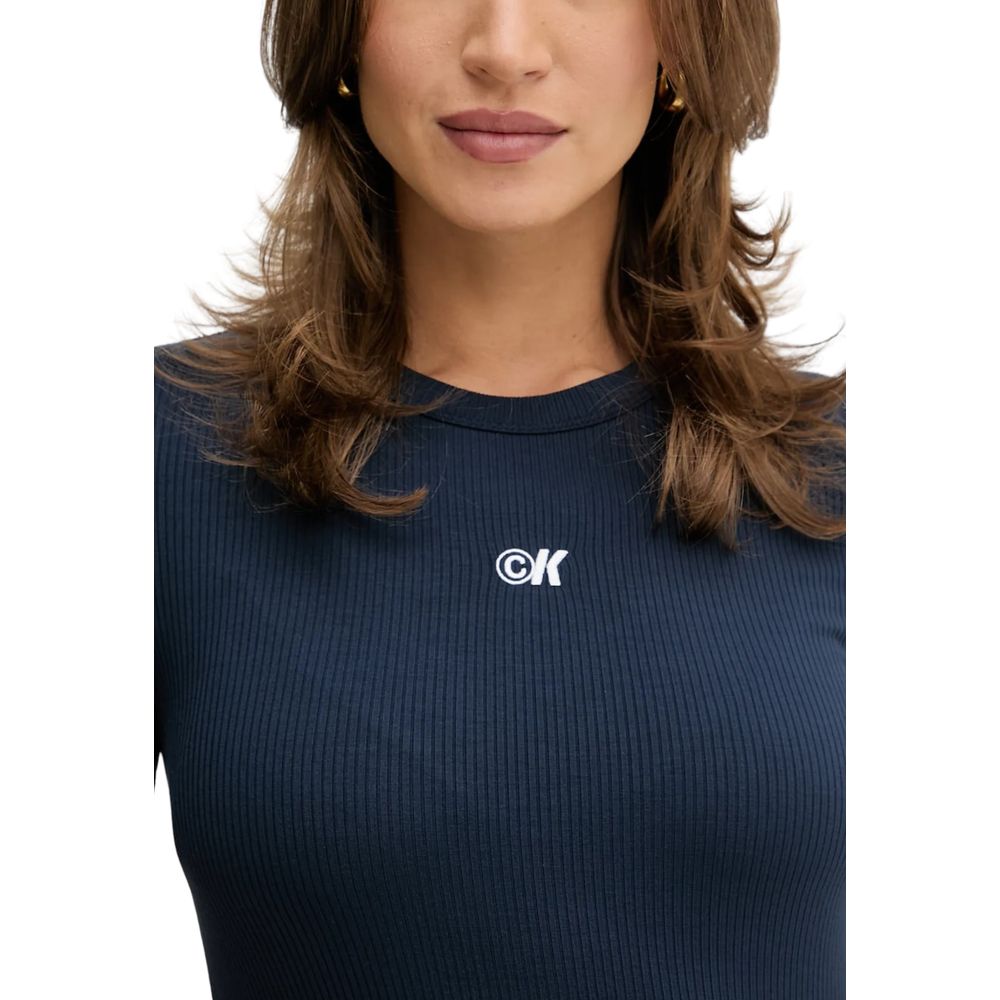 Vestido largo azul de modal Calvin Klein Jeans