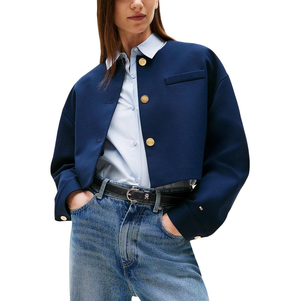 Blazer Tommy Hilfiger Azul De Viscosa Punto Crop Lady Jack