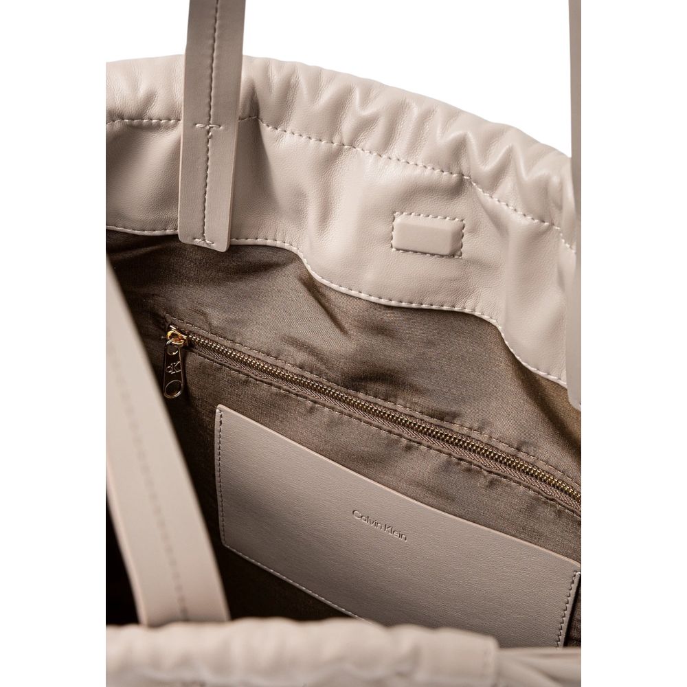 Bolso De Mano Calvin Klein Beige Cordón Espacioso