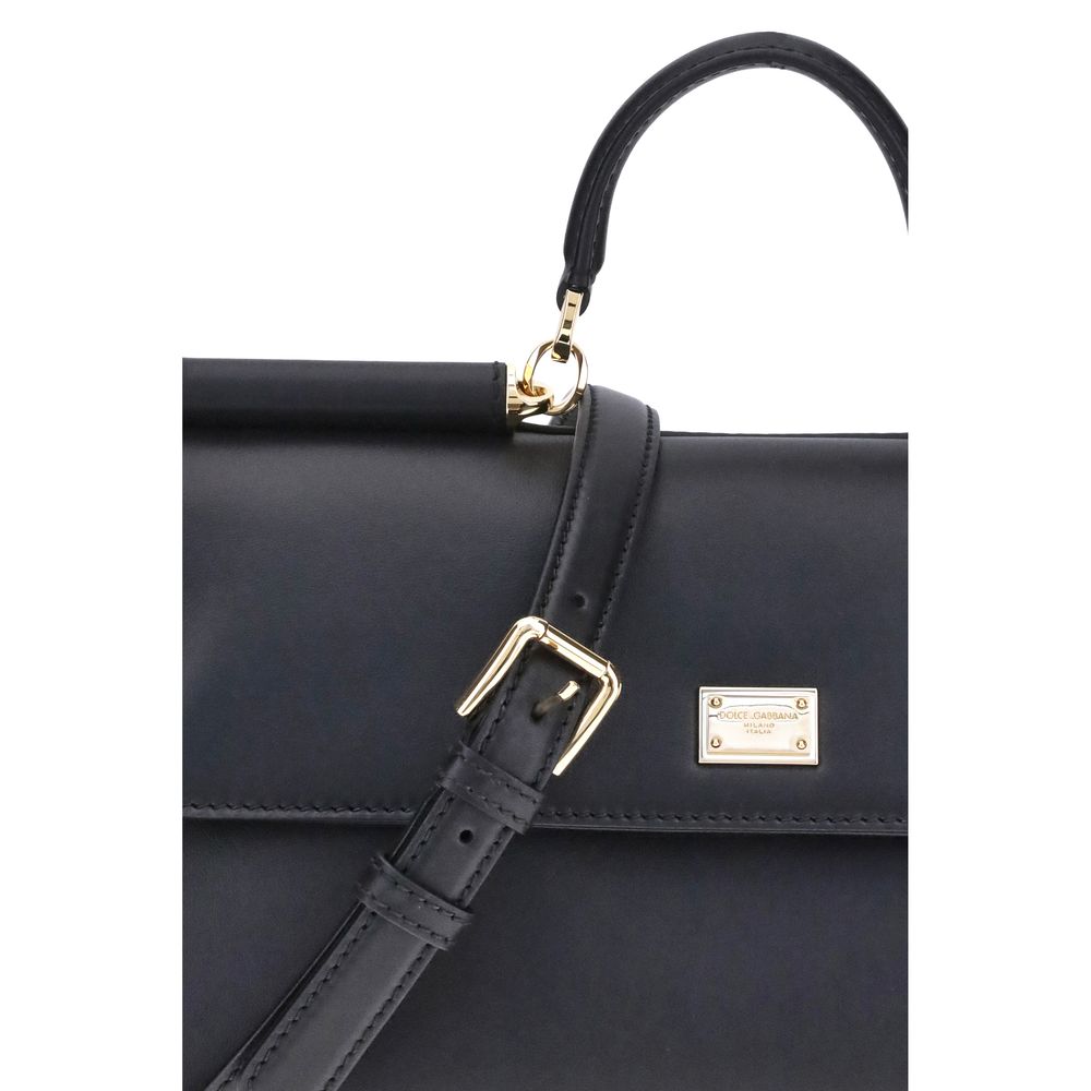 Bolso de Hombro de Piel de Becerro Negra Bos Taurus Dolce & Gabbana