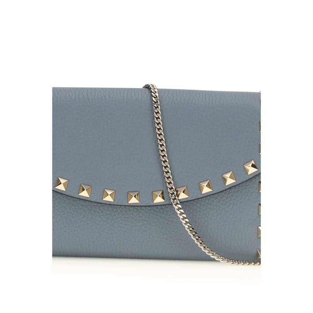 Portefeuille Valentino Garavani en cuir de veau bleu