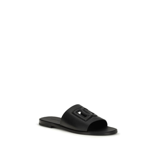 Dolce & Gabbana Black Bos Taurus Calf Leather Sandals