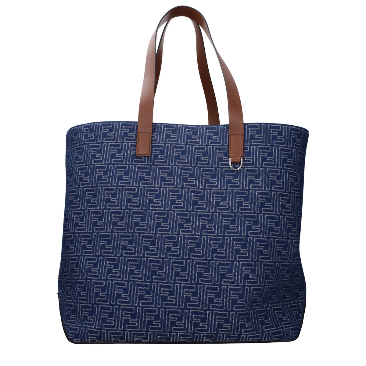Fendi Bolso De Hombro De Tela Azul Con Logotipo Destacado