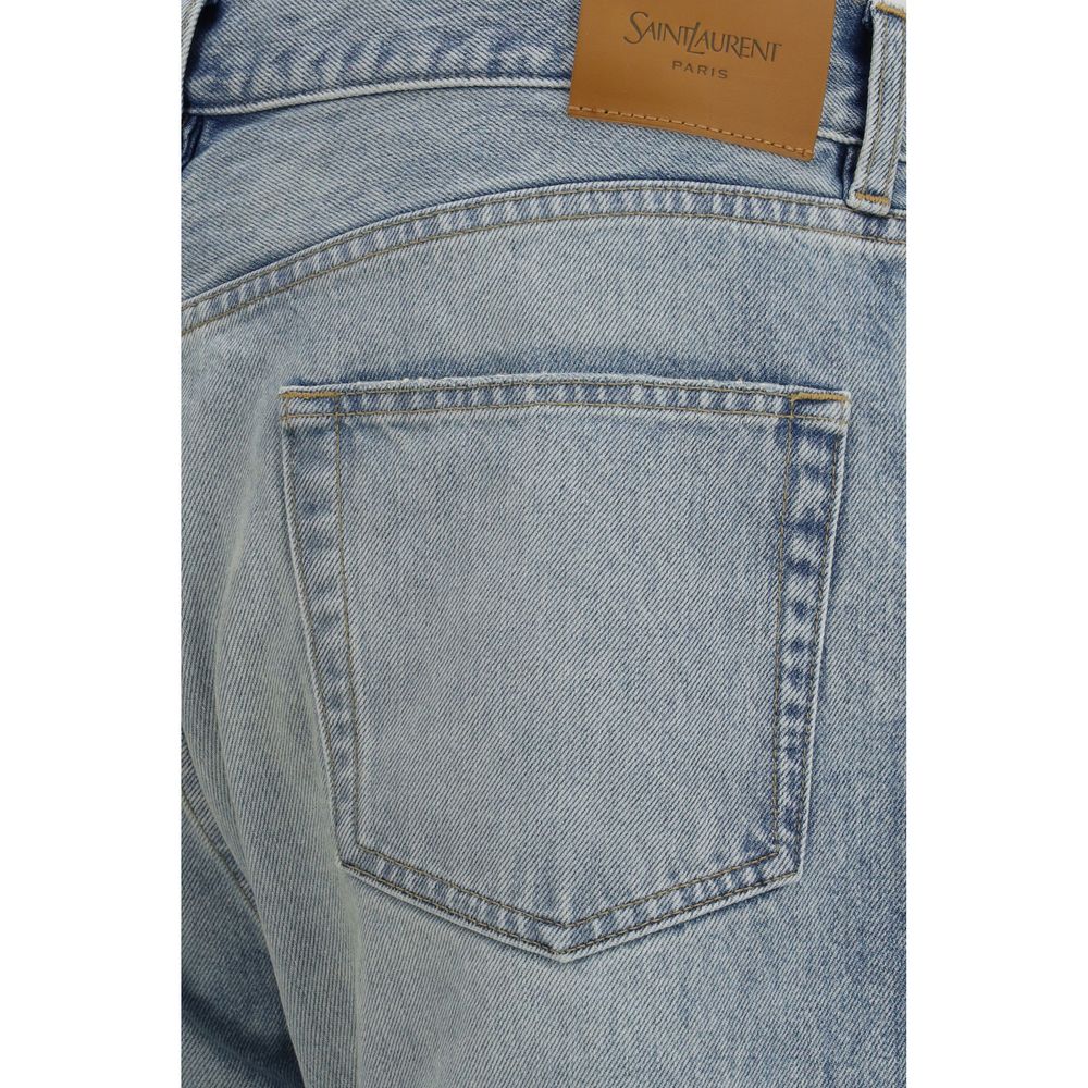 Vaqueros rectos Saint Laurent de algodón azul