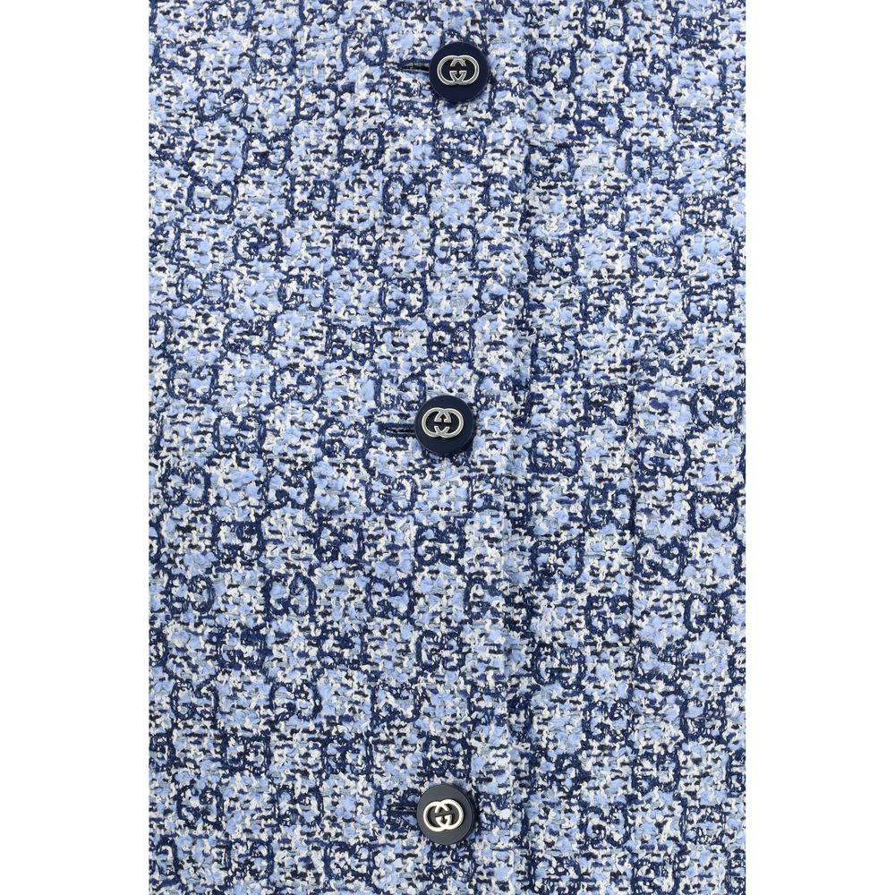 Chaqueta sin mangas de algodón azul Gucci