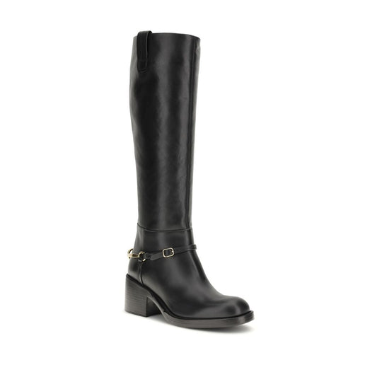 Botines Chloé de piel de becerro negra Bos Taurus con cordones