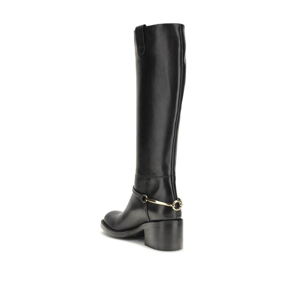 Botines Chloé de piel de becerro negra Bos Taurus con cordones