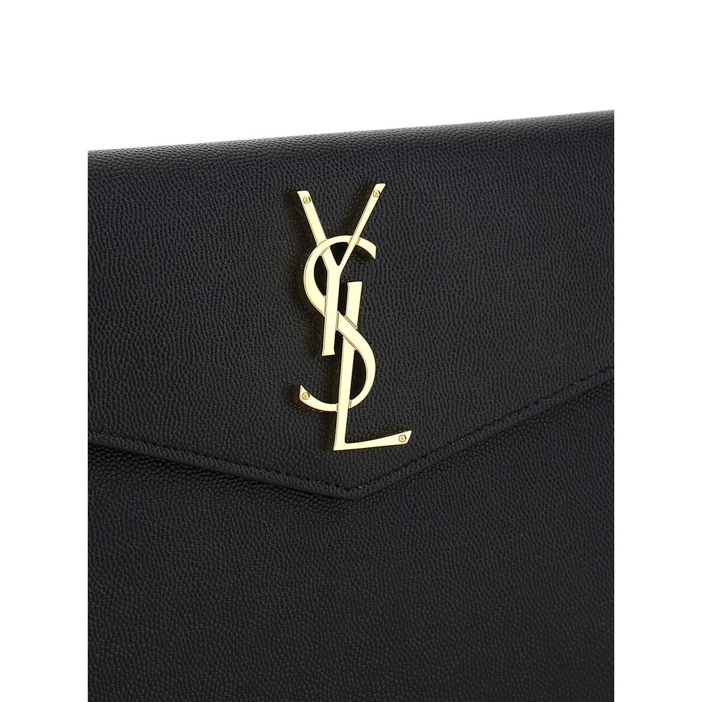 Cartera De Cuero De VacunoSaint Laurent Bos Taurus Negra