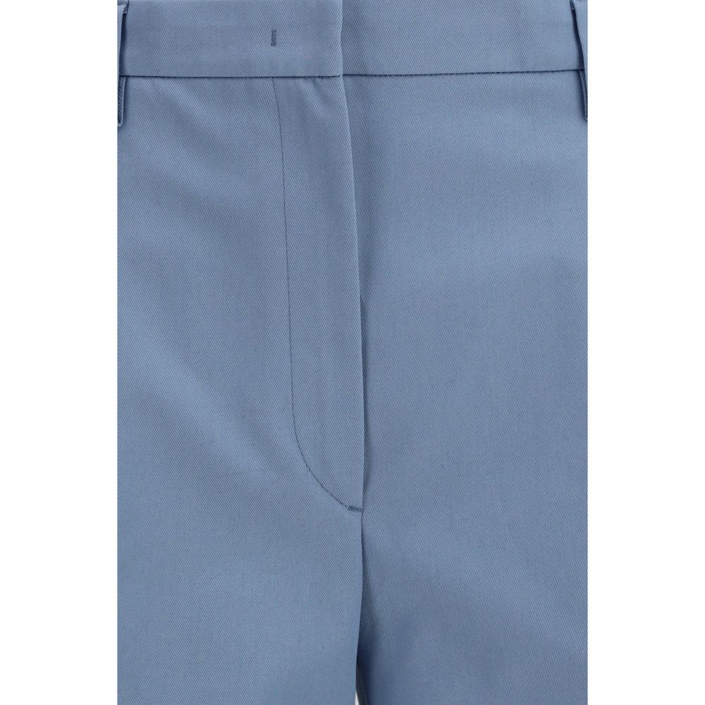 Pantalon Chino Ajusté En Coton Bleu Prada