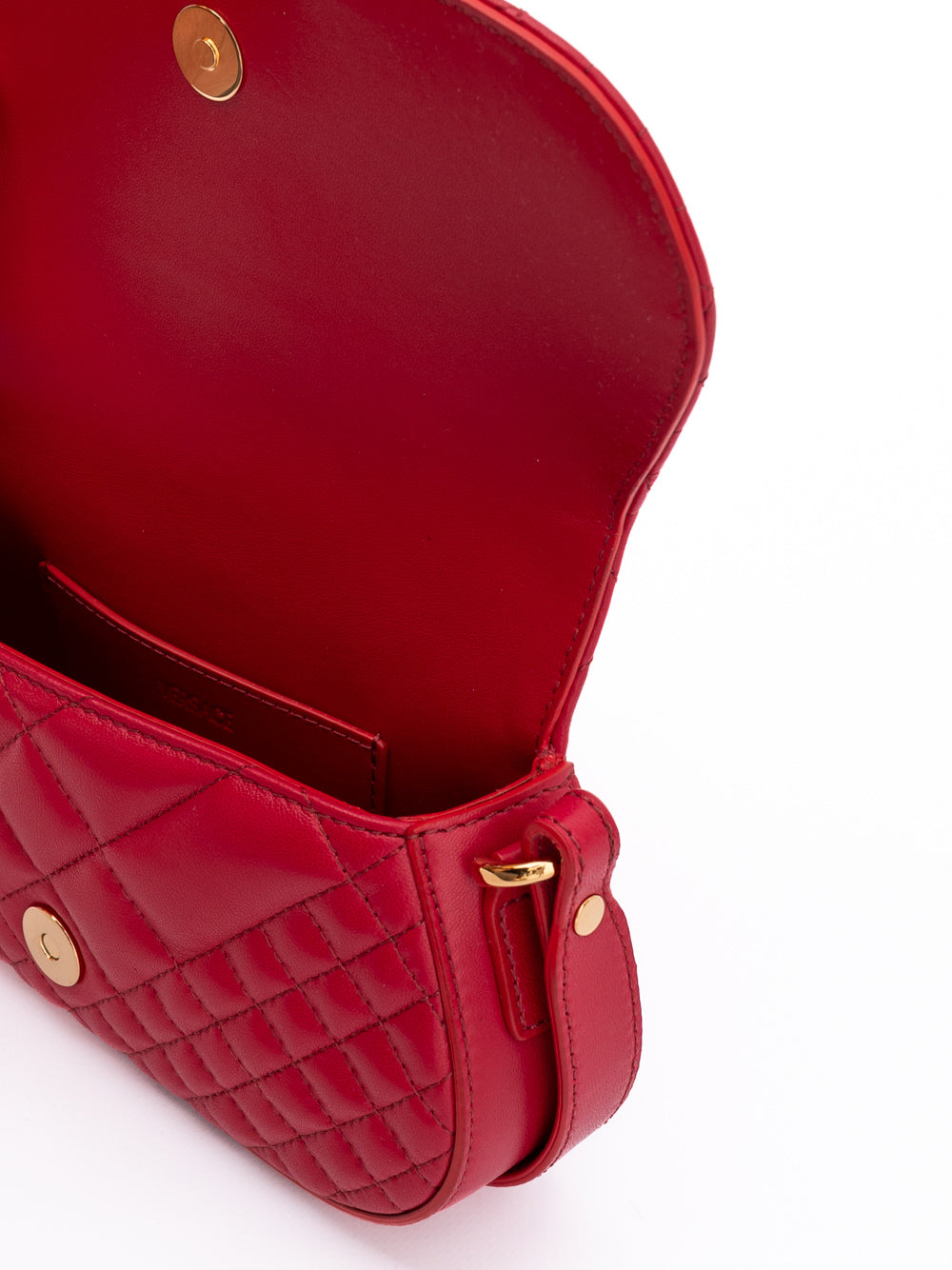 Bolso de Hombro Versace Acolchado de Piel Roja