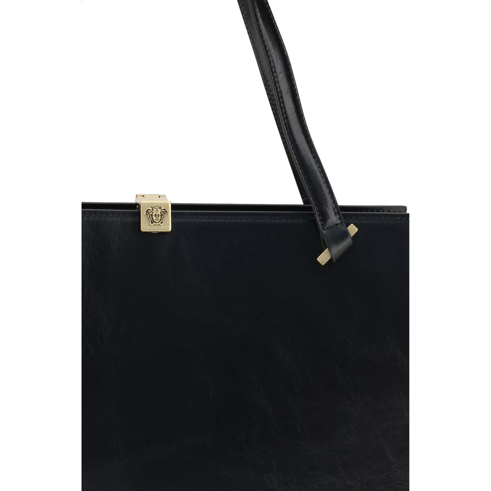 Bolso de hombro Versace de piel de ternera negra