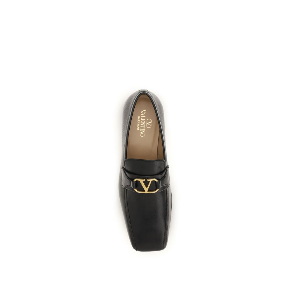 Valentino Garavani Black Goatskin Slip On Loafers