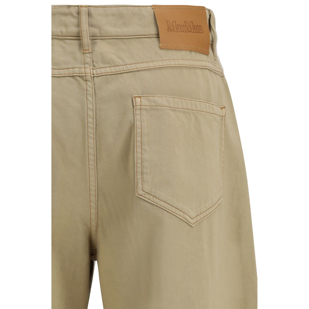 Pantalón casual Max Mara de algodón beige